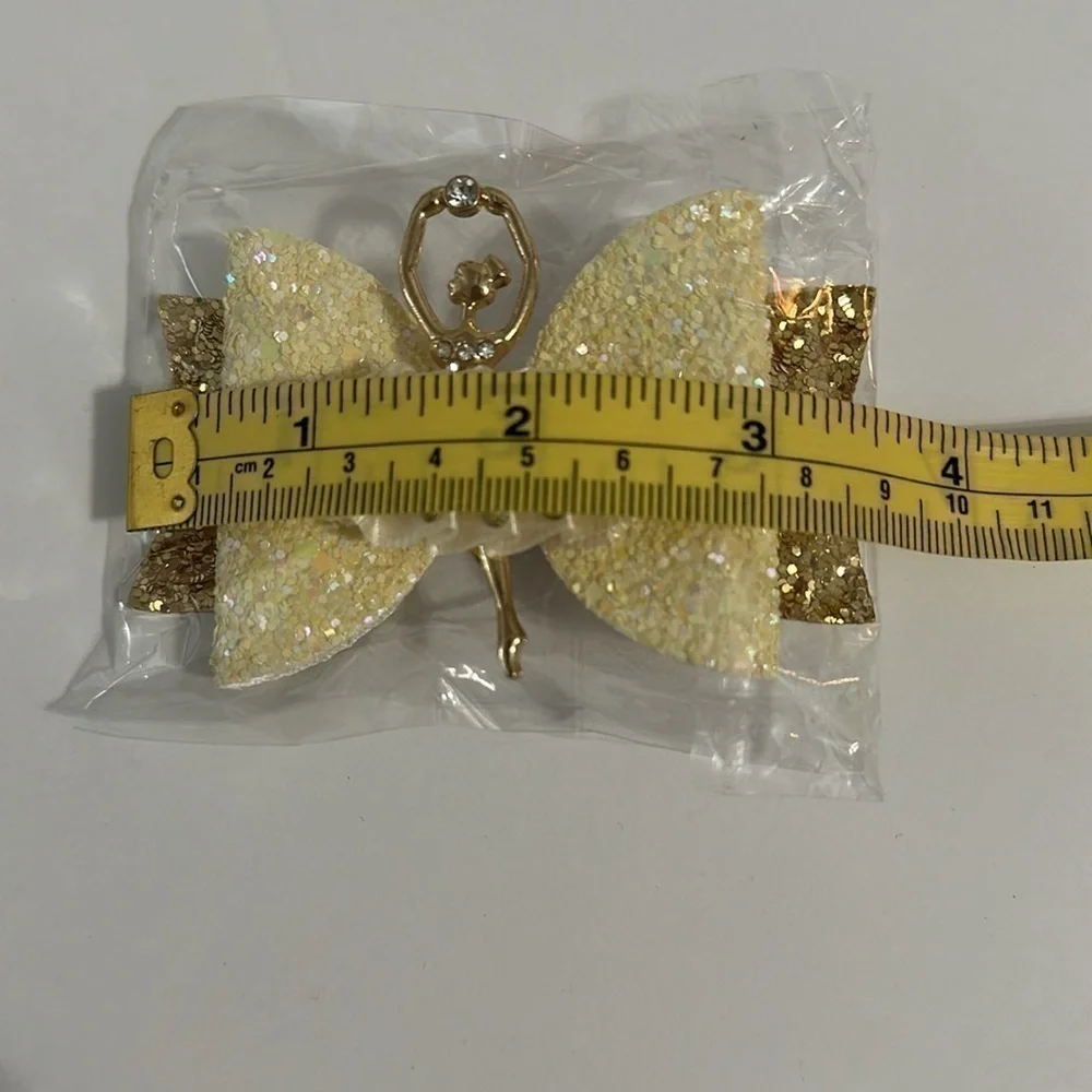 𝅺sparkly yellow ballerina hair clip barrette for girls